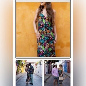 Kenny Flowers Cartagena Silk Dress New In Bag Size Large